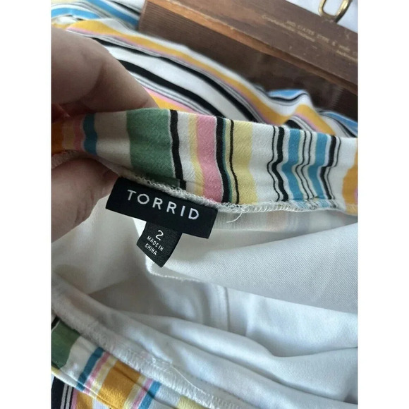 Torrid 2 Multi Stripe Off-Shoulder Gauze Skirt Set With Tag Flaw See Pics - Picture 10 of 11